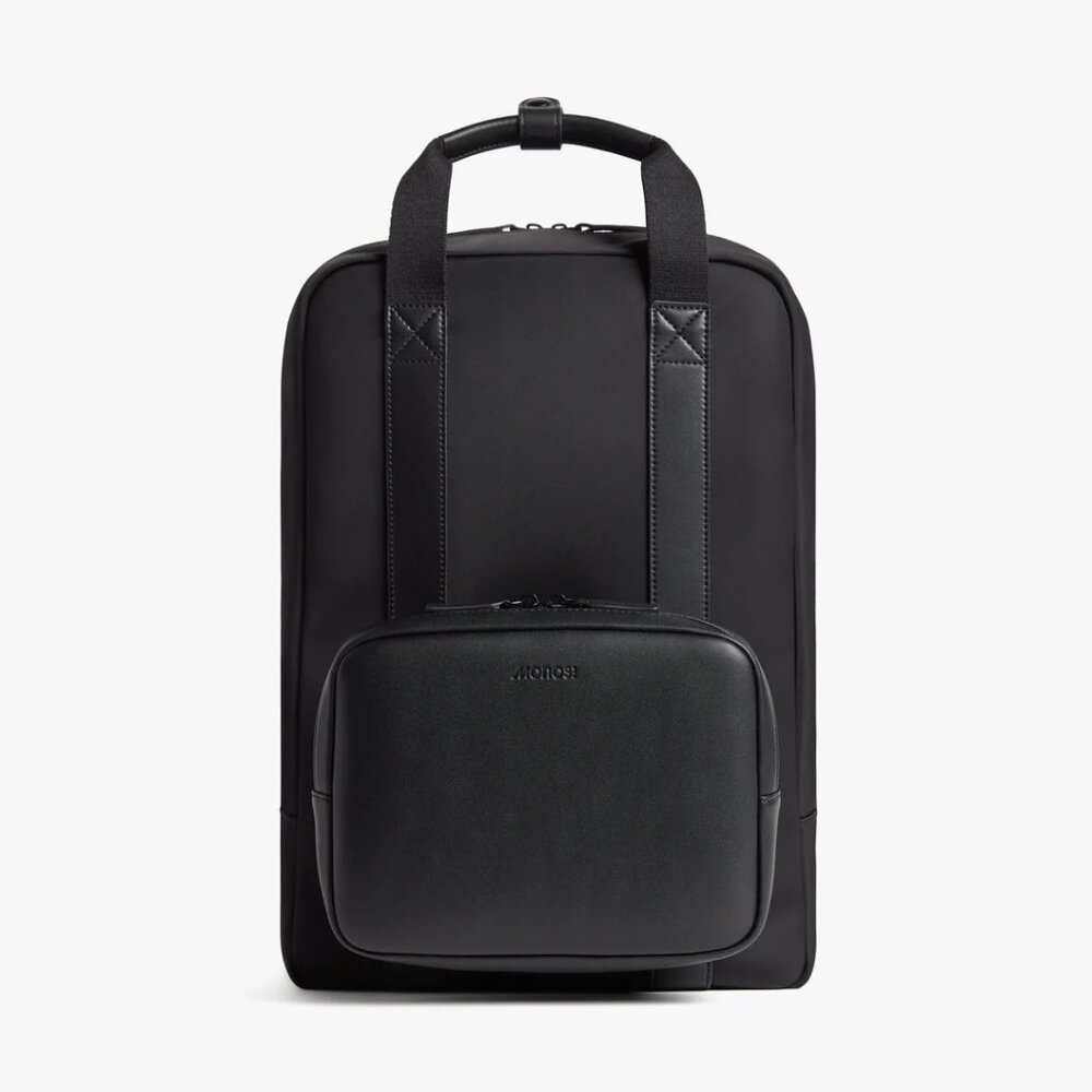 Monos Metro Backpack w/ Metro Folio Kit  Black Nylon   Excellent Condition